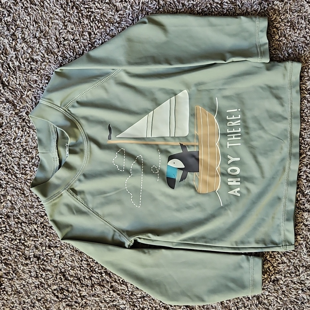 GUC Carter's Ahoy There! Toucan Sailboat Swim Set Rash Guard Size 18-24 Months - Picture 3 of 10